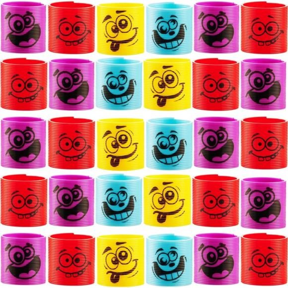 Mega Pack of 50 Coil Springs for Kids - Assorted Emoji Silly Faces and Colors - Picture 4 of 6